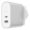 อะแดปเตอร์ Belkin [F7U061DQ-SLV] USB-C 1 Port 27W/3A + USB-A 12W/2.4A