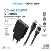 VEGER VC-30W07 & V-CC09 ชุดชาร์จเร็ว หัวชาร์จ PD 30W USB-A/Type-C พร้อม สายชาร์จเร็ว LED Type-C To Type-C ชาร์จ 65W