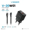 VEGER CHARGER SET TYPE-C TO LIGHTING QUICK CHARGE3.0 / 27W , WALL CHARGE 2 PORT 20W (VC-20W01(V-CL04)