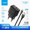VEGER DUAL CHARGER SET USB-A TO TYPE-C QUICK CHARGE / 30W & WALL CHARGE 20W