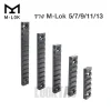 ขนาดความยาวราง M-LOK อลูมิเนียม ตั้งแต่ 5 ช่อง ถึง 13 ช่อง พร้อมชุดน็อตติดตั้ง 4