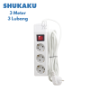 SHUKAKU Stop Kontak + Saklar + Kabel 3 Meter 3,4,5 Lubang