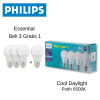 Lampu PHILIPS LED Essential Cool Daylight 3 Gratis 1