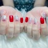 เล็บเจลลายโบว์สุดฮิต สีลูกแก้วเงินสลับกับสีแดง ร้านทำเล็บ First Nail Studio เล็บเจลลายโบว์สุดฮิต สีลูกแก้วเงินสลับกับสีแดง ร้านทำเล็บ First Nail Studio