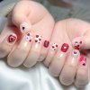 ลายเล็บน่ารักๆ ปั้นนูนรูปหัวใจ สีแดงสลับขาว ลายเล็บน่ารักๆ ปั้นนูนรูปหัวใจ สีแดงสลับขาว