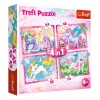 TREFL 4in1 Jigsaw Puzzle - Unicorns and magic จิ๊กซอว์เด็ก 4 ปี+