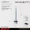 สกรูปลายสว่านหัวหกเหลี่ยม H10 16x38 มม. (1-1/2 นิ้ว) ชุบดาร์โก้