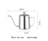 กาดิฟกาแฟ ปากยาว เกรดพรีเมี่ยม SUS304 ขนาด350ml, 600ml, สีสแตนเลสและสีดำ