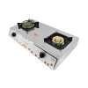 Double burner gas stove with infrared and brass burners