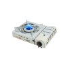Portable gas stove with cyclone burner and safety system