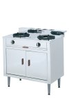 Double burner cabinet gas stove with full stainless steel body and bottle storage