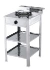 Single burner shelf gas stove with infrared burner, full stainless steel body and storage