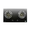 Built-in gas hob with brass burners and tempered glass surface