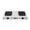 Double burner gas stove with cyclone burners and stainless steel body