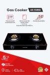 เตาแก๊ส 2 หัว หน้ากระจกนิรภัย ระบบ Thermo Cutoff / Safety Device บอดี้สแตนเลส