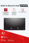 Built-in electric hob 2 burners 70 cm with induction and ceramic burners and Schott Ceran glass