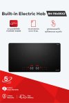 Induction hob 2 burners with magnetic knob control and tempered glass