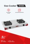 Double burner gas stove with cyclone burners and stainless steel body