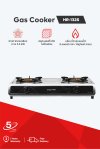 Double burner gas stove with triple ring brass burners and stainless steel body