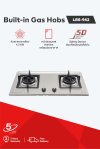 Built-in gas hob with cast iron burners and stainless steel surface