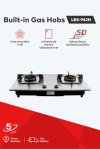 Built-in gas hob with cast iron burners and stainless steel surface