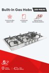 Built-in gas hob with cast iron burners and stainless steel surface