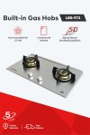 Built-in gas hob with brass burners and stainless steel surface