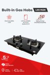 Built-in gas hob with cast iron burners and tempered glass surface