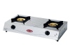 Double burner gas stove with cyclone burners and stainless steel body