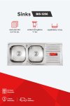 Double bowl kitchen sink with drainboard and stainless steel body