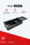 Double bowl kitchen sink with PVD coating and drainboard