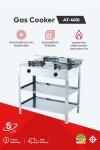 Double burner shelf gas stove with infrared burners, full stainless steel body and storage