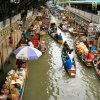 Damneon Saduak Floating Market Long tail Boat & Risky Train Market