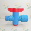 บอลวาล์ว PVC วาล์วต่อสปริงเกอร์ เกลียวนอก 1/2 นิ้ว สวมท่อ PVC (สีฟ้า-แดง)