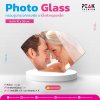 กรอบรูปกระจก ทรงพัด ขนาด 18 x 28 ซม.พร้อมขาดตั้งหัวมุดเหล็ก