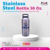 กระบอกน้ำสเตนเลส สีเงิน พร้อมฝาปิดมีที่หิ้ว ขนาด 36 Oz.