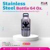 กระบอกน้ำสเตนเลส สีเงิน พร้อมฝาปิดมีที่หิ้ว ขนาด 64 Oz.