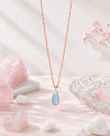Moonlit Drop - Blue Chalcedony & Pearl Necklace สร้อยหินนำโชคนำเข้าจากเกาหลี เสริมการสื่อสาร ความเข้าใจ การทำงานเป็นทีม