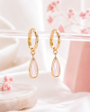 Moonlit Drop - Rose Quartz Earrings ต่างหูหินนำโชคนำเข้าจากเกาหลี เสริมด้านความรัก และความสัมพันธ์ เยียวยาหัวใจ