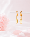 Moonlit Drop - Lemon Quartz & Pearl Earrings ต่างหูหินนำโชคนำเข้าจากเกาหลี เสริมสมาธิ ความคิดสร้างสรรค์ การตัดสินใจ
