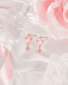 Side by Shine ตุ้มหูหินนำโชค เสริมความรัก เยียวยาจิตใจ รักตัวเอง ความสัมพันธ์ที่ดี - Rose Quartz & White Topaz Earrings