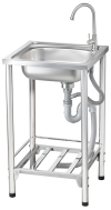 PST50 อ่างล้างจาน 1 หลุม สเตนเลส สตีล พร้อมขาตั้ง ตะแกรงวางภาชนะ และราวกันตก 3 ด้าน สะดือขนาด 3.5 นิ้ว แถมฟรีก๊อกน้ำเย็น