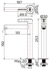 KF-63-101-50 ก๊อกเดี่ยวอ่างล้างหน้าทรงสูง