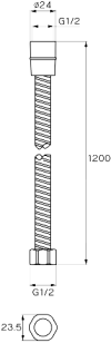 CWT-511-12 สายน้ำดี PVC สีงาสำหรับสายฉีดชำระ ขนาด 120 ซม.