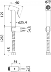 FXVH0-0040ZS ชุดหัวฉีดชำระทรงเอียงพร้อมสาย1.2ม.+ขายึด