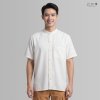 เสื้อเชิ้ต ช คอจีน แขนสั้น กระดุมยาว ขาว