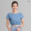 เสื้อผ้าฝ้ายทอมือ สม็อกเอวเว้าหลัง - ครามอ่อน