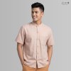 เสื้อเชิ้ต ช คอจีน แขนสั้น กระดุมยาว เปลือกไม้