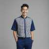 EPO เสื้อเชิ้ตแขนสั้น คอจีน ช ครามเข้ม