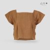 เสื้อครอปคอเหลี่ยมผ้าทอมือ เปลือกไม้